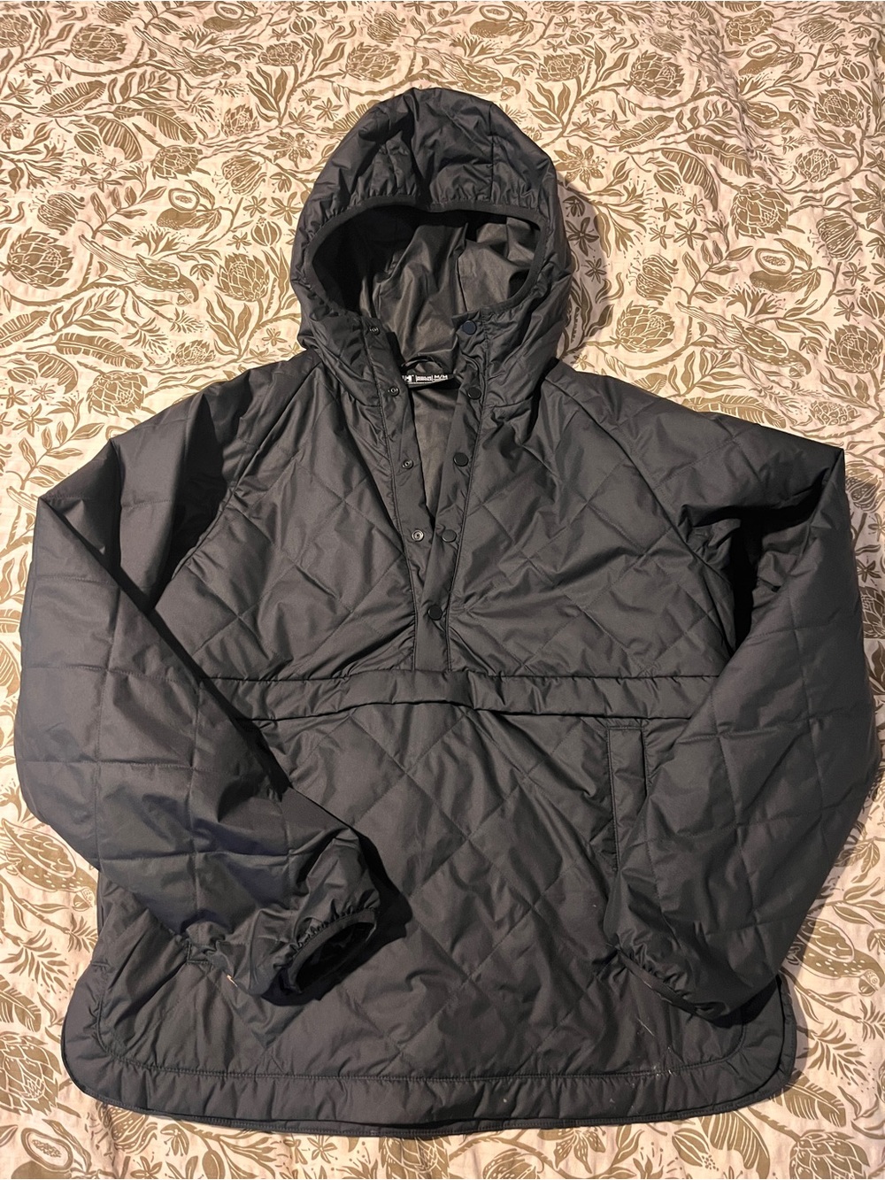 Helly Hansen Black Quilted Hooded Windbreaker Pullover Sz Medium